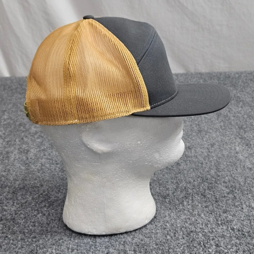 Richardson Blank Trucker Hat Mens Gray Gold Cap Flatbill Snapback Skater Utility